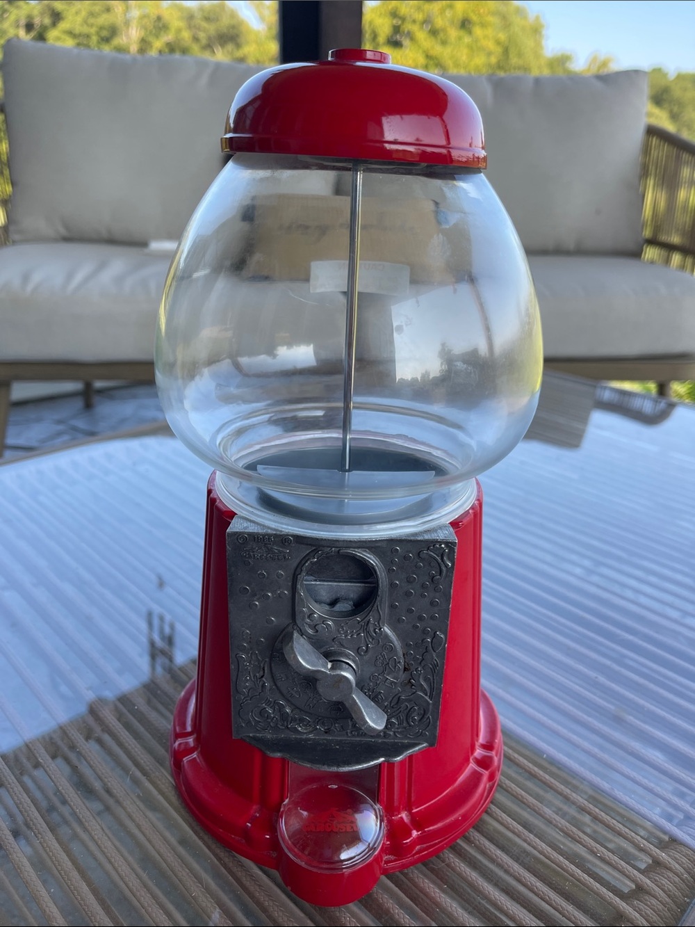 Vintage Style Carousel Gumball Machine Junior No-15 Glass Globe Cast Metal